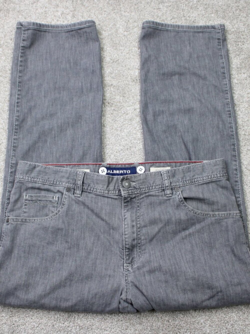 Alberto Stone Jeans Mens 36x28 Faded Black Modern Fit 5-Pocket Light Denim
